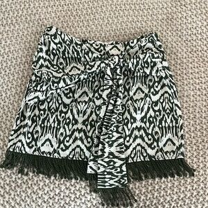 Zara print fringe skirt